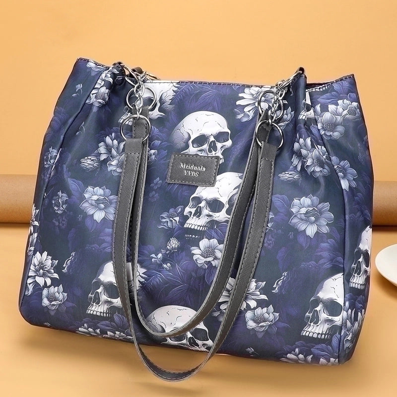 Halloween Women’s Oxford Cloth Geometric Ghost Punk Zipper Underarm Bag