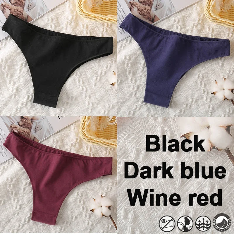 M-XXL Cotton Panties Women's Thong Briefs Cotton Underwear Sexy Lingerie Panties Female Underpants G-String Girl Pantys 3PCS/Set