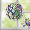 Special Shaped Acrylic Diamond Painting Kit Peacock 25cm Round Pendant