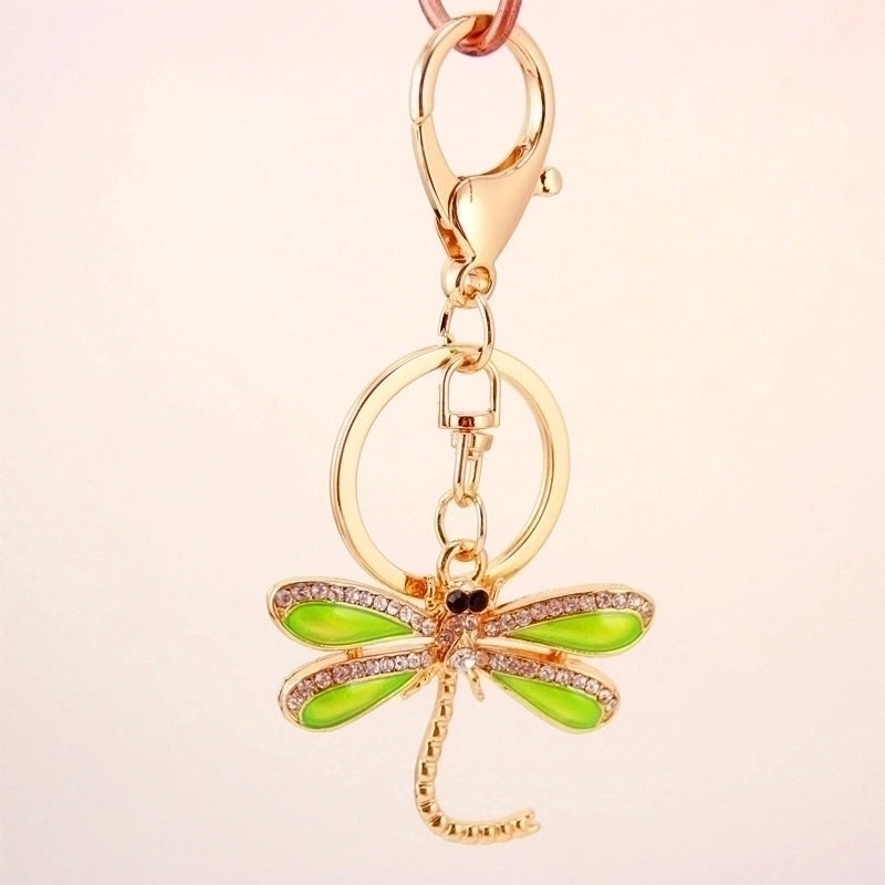 Dripping Craft Small Gift Green Dragonfly Keychain