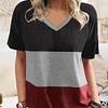 Gioiacombo&trade; Maniche corte in stile casual con scollo a V colorblock estivo