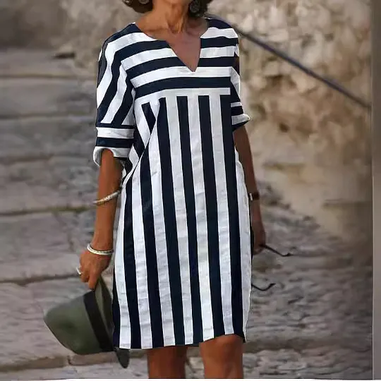 knee length dresses for ladies Loose Linen Fitting Women Dress  Old Linen Mill
