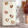 6Pcs Diamond Painting Flowers Hearts Fridge Magnet for DIY Art Crafts