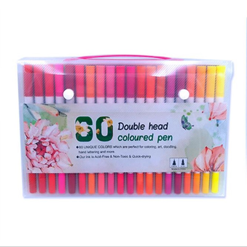 

60 Color Double-Headed Watercolor Pen Office Marker Art Stationery, 501 Original