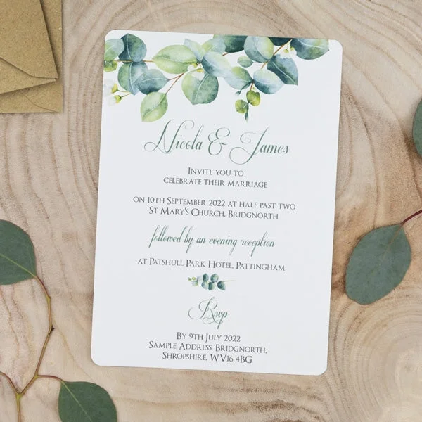 Eucalyptus Garland Wedding Invitation Postcard