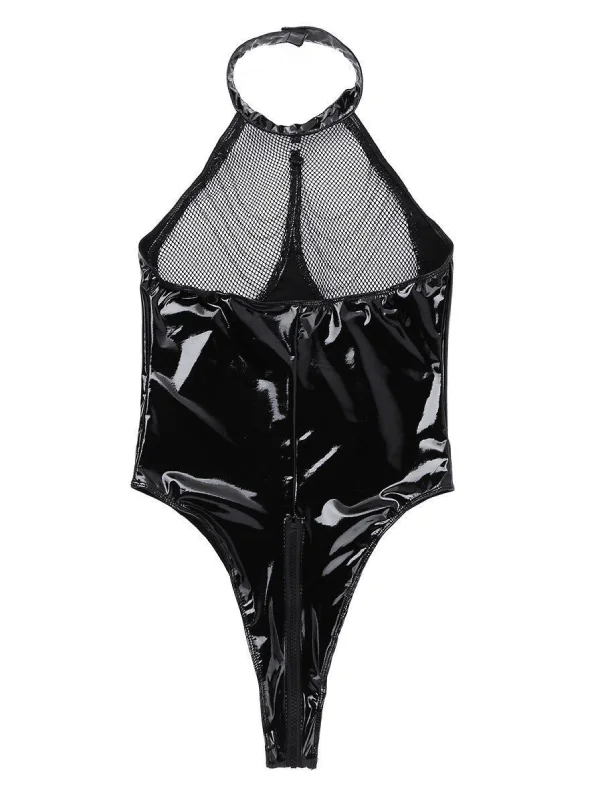 Patent Leather Leather One-piece Dance Dress Sexy Lingerie