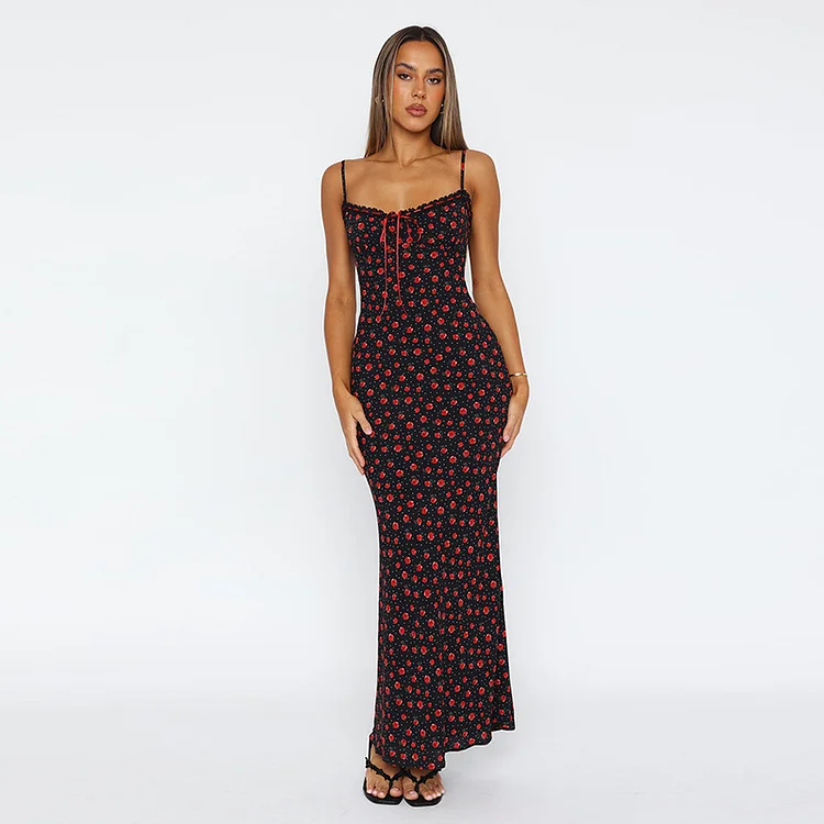 Small Floral Suspender Lace Patchwork Dress