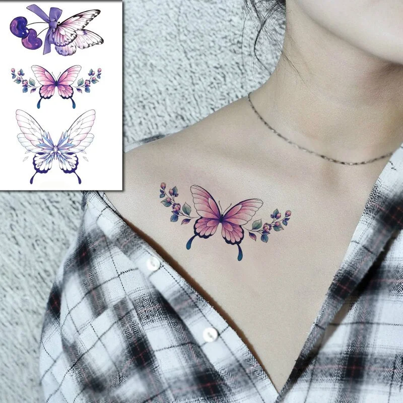 Butterfly Fake Tattoo Stickers Temporary Lunar Moon Lovely Insect Animal Body Makeup Waterproof Art for Kids Men Women