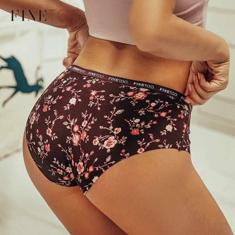 FINETOO Seamless Panties Women Rose Printing Underwear Fashion Letter Panty Ladies Briefs Underpants S-XL Female Briefs Lingerie