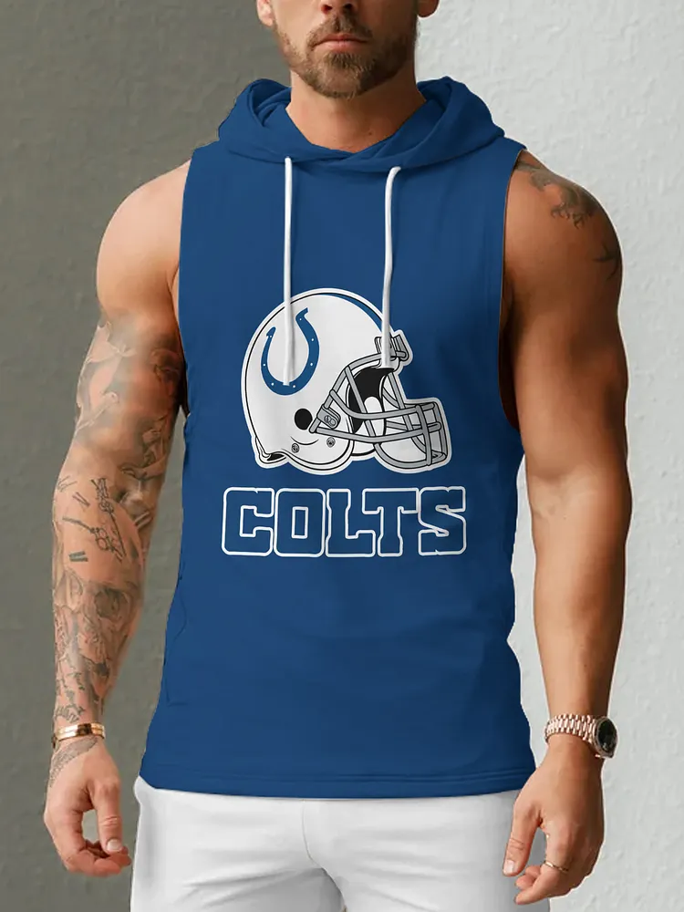Indianapolis Colts Men's  Casual Comfy Sleeveless Hooded Tank Top