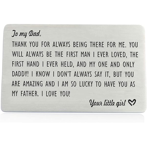 Loveyoufancy Dad Gifts from Daughter, Engraved Wallet Inserts for Father Papa, Fathers Day Birthday Wedding Thank You Gifts for Daddy from Daughter Kids