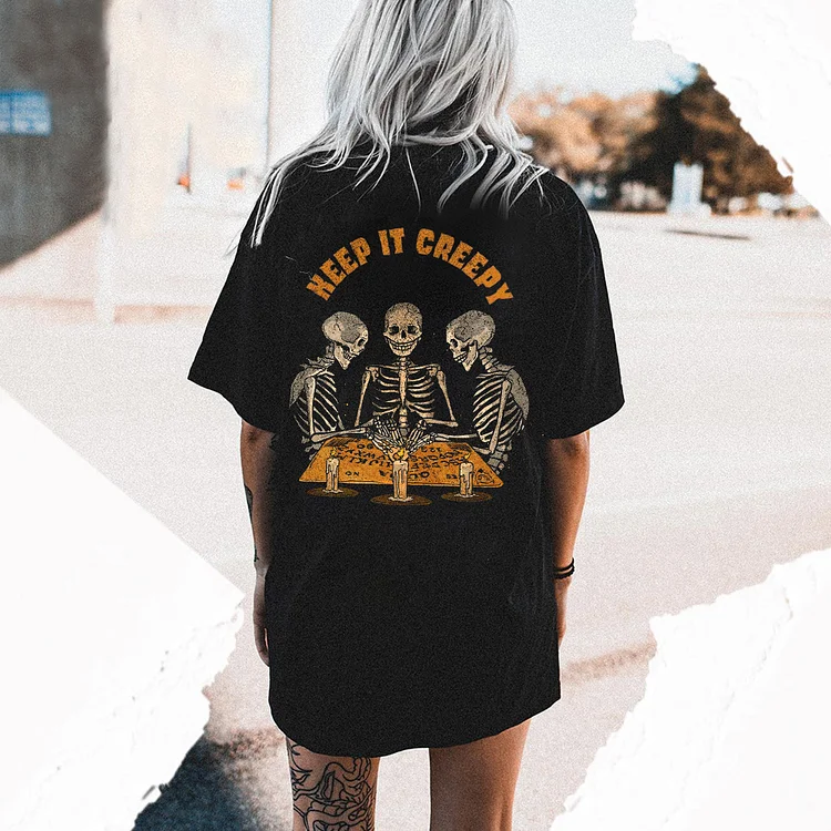 Keep  It Creepy Printed Skeleton T-shirt