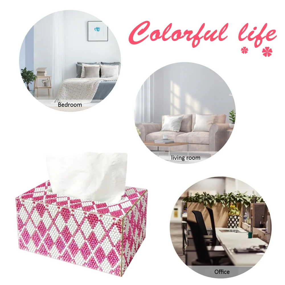 DIY Diamond Painting Tissue Box - Lattice