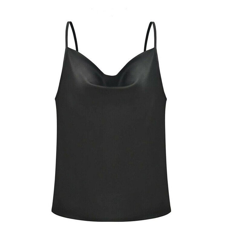 Women Sexy Casual Summer Top Elegant Plain Basic Satin Tank Ladies Shirt Loose Sleeveless Vest Dames debardeur femme