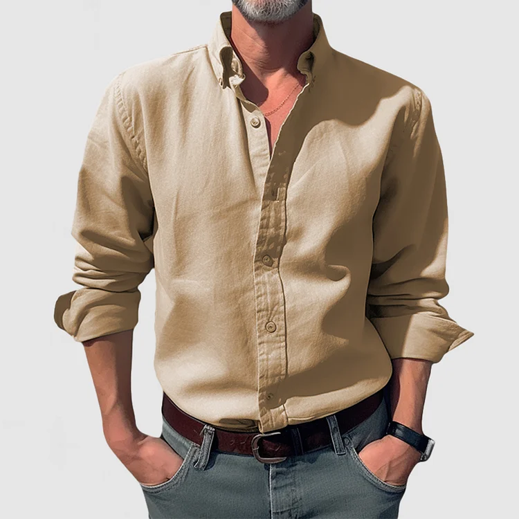 Men's Classic Washed Cotton Long Sleeve Shirt