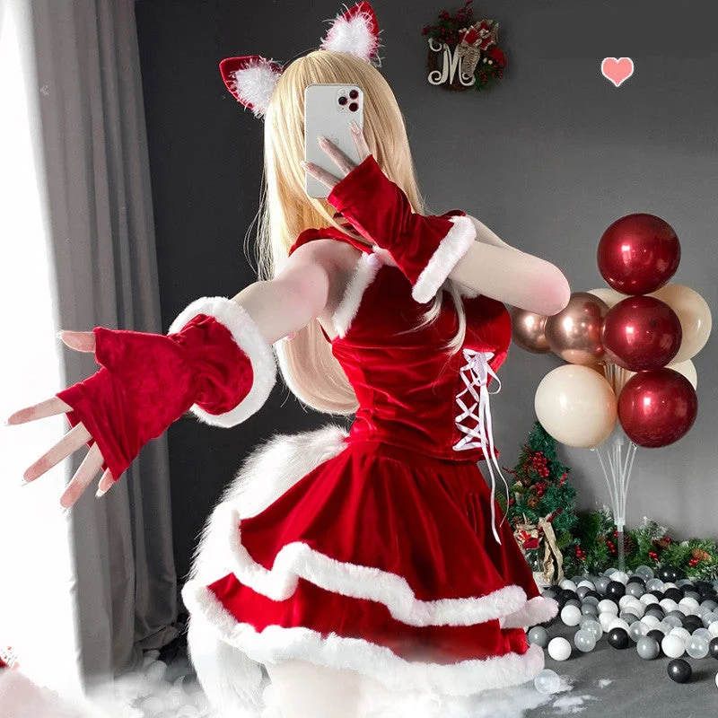 Kawaii Christmas Girl Red Tube top Cake Santa Dress SP16653