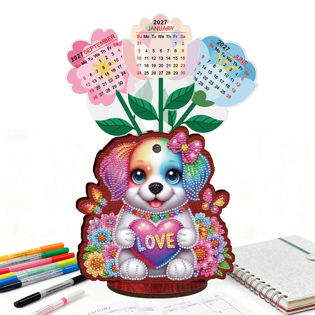 2026 Calendar DIY Diamond Painting Kit Wooden Diamond Painting Calendar