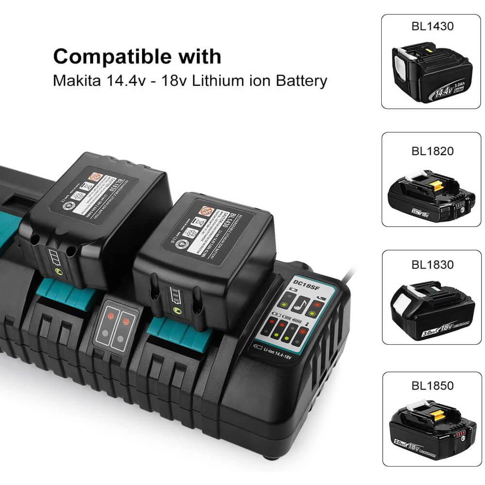 DC18SF 4-Port 18V Charger Replacement for Makita 14.4V-18V Lithium