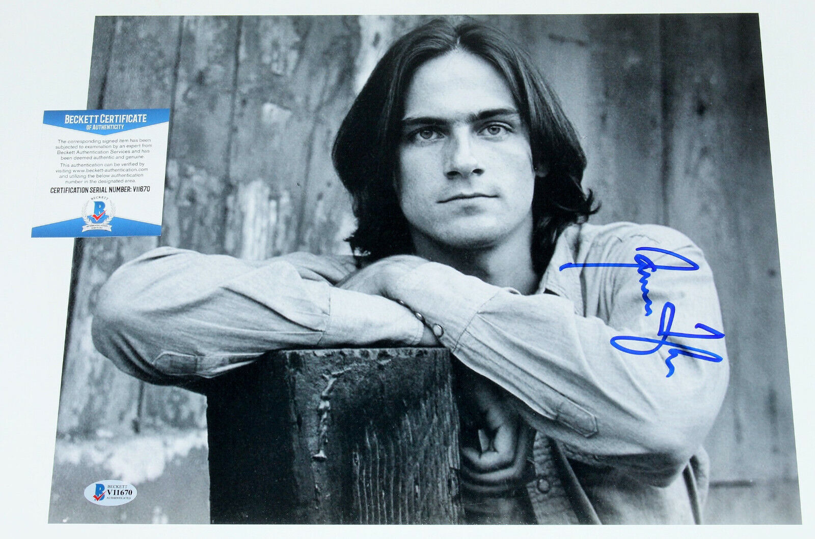 SINGER JAMES TAYLOR SIGNED 11x14 Photo Poster painting 2 FIRE AND RAIN JT BECKETT BAS COA PROOF