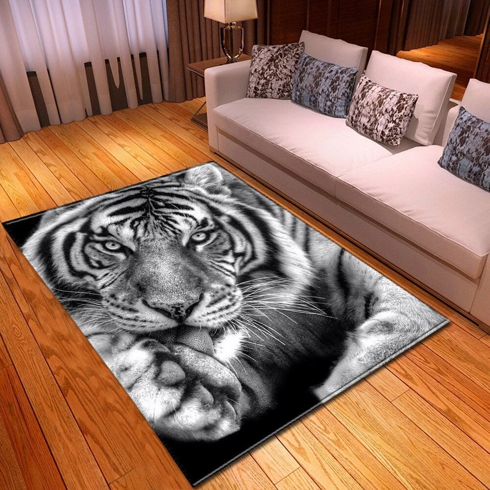 3D Leopard Tiger Lion Cat Non-slip Area Rugs Large Mat Rugs for Living Room Comfortable Carpet Soft Floor Mat Rugs for Bedroom 121-1