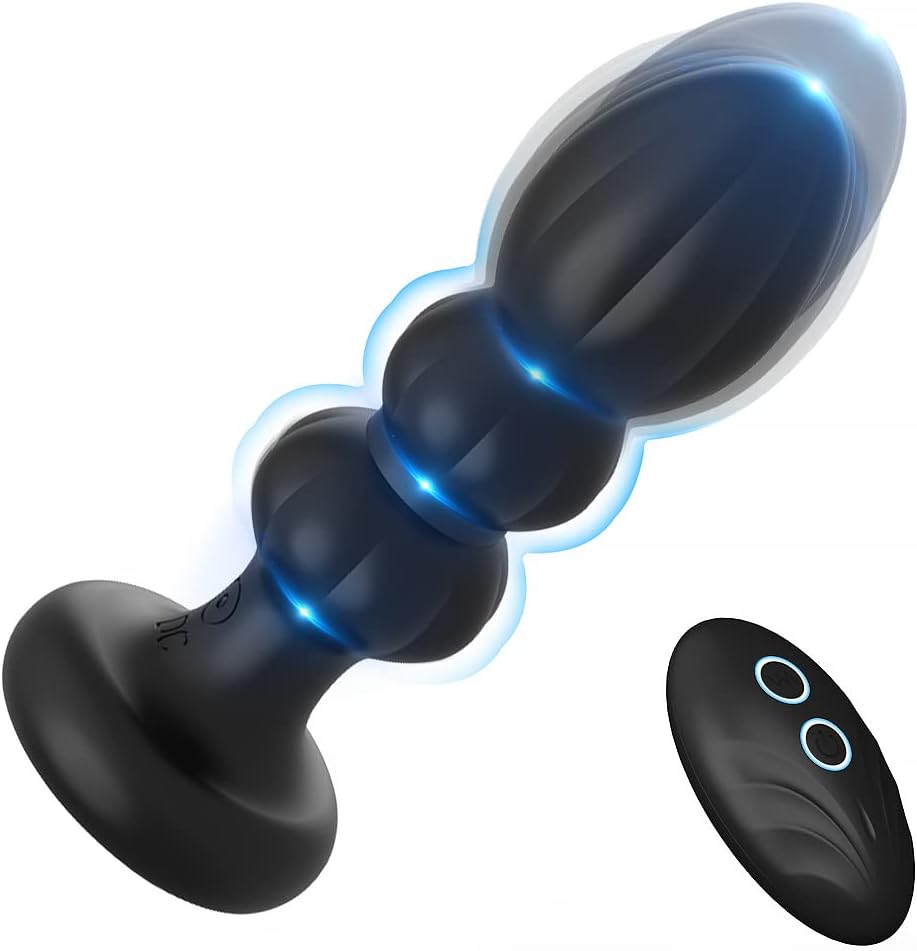 Vibrating Thrusting Silicone Butt Plug 