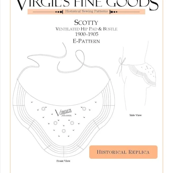 Pornhint Scotty Ventilated Hip and Bum Pad #E100 | E-PATTERN DOWNLOAD | Historical Sewing Pattern | Edwardian | Silhouette Enhancer