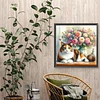 Katzenvase komplette DIY-5D-Runden-Bohrer Diamant-Mal-Kits Startseite Wandkunst 30x30cm