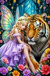 Luxury AB Velvet Diamond Painting Kit - Fairy and Tiger