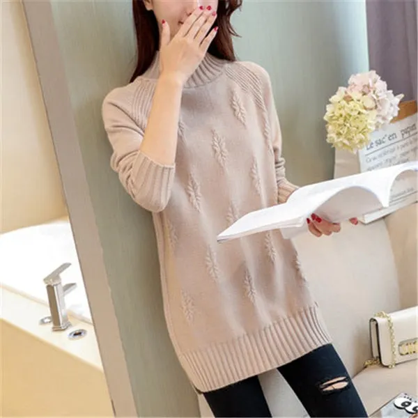 Women Knit Sweater Pullover Autumn Winter Clothes Korean Solid Long Sleeve Pull Warm Half Turtleneck Sweater Female Jumper Tops