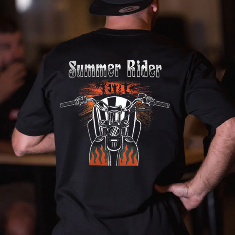 SUMMER RIDER Motorcycle Print Men's T-shirt