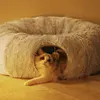 Winter Warm Cat Cave Round Foldable Cat House Long Plush Cat Tunnel Bed Cat Tube