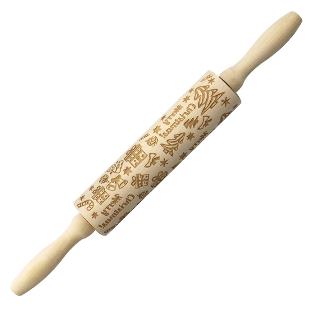 

Christmas Elk Printing Rolling Pin Laser Engraving Embossing Wood Stick (6, 501 Original