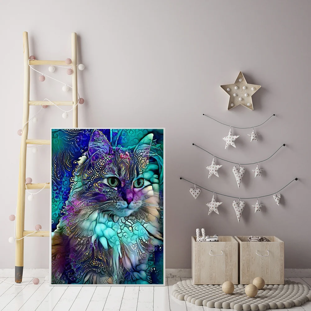 11CT Full Stamped Cross Stitch - Cat(Canvas|40*54cm)