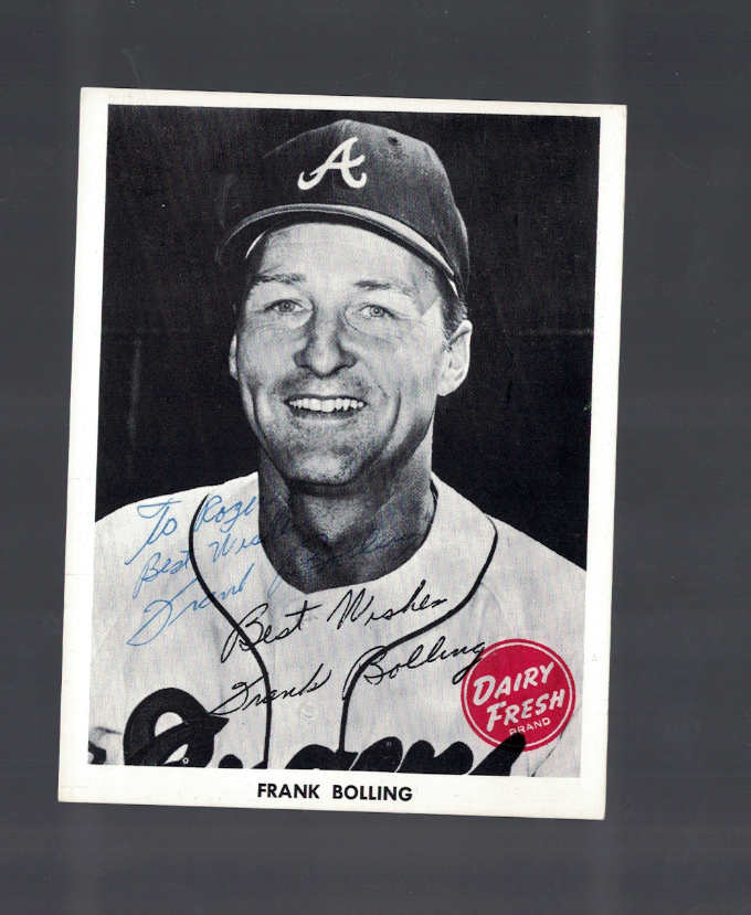 Frank Bolling Milwaukee Braves Signed Dairy Fresh Photo Poster painting W/Our COA RH1