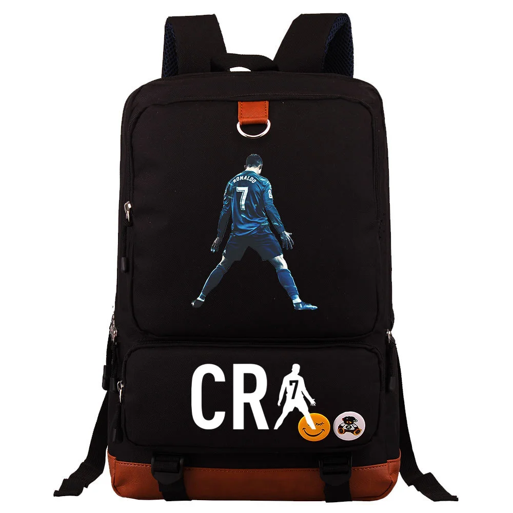 Buzzdaisy Cristiano Ronaldo Printed Square Backpack - Large Capacity and Laptop Compartment