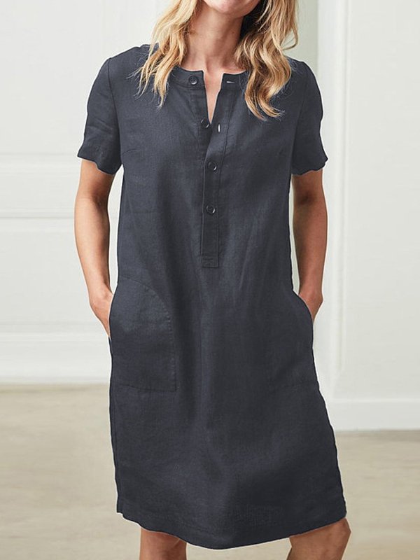 Women Dresses Shift Daytime Pockets Mini Dress Zaesvini