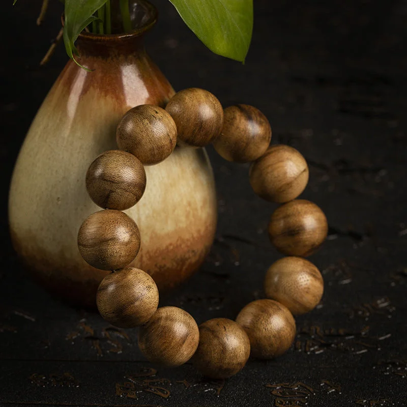 Natural Kalimantan Agarwood Buddha Rosary Beads Bracelet 20mm