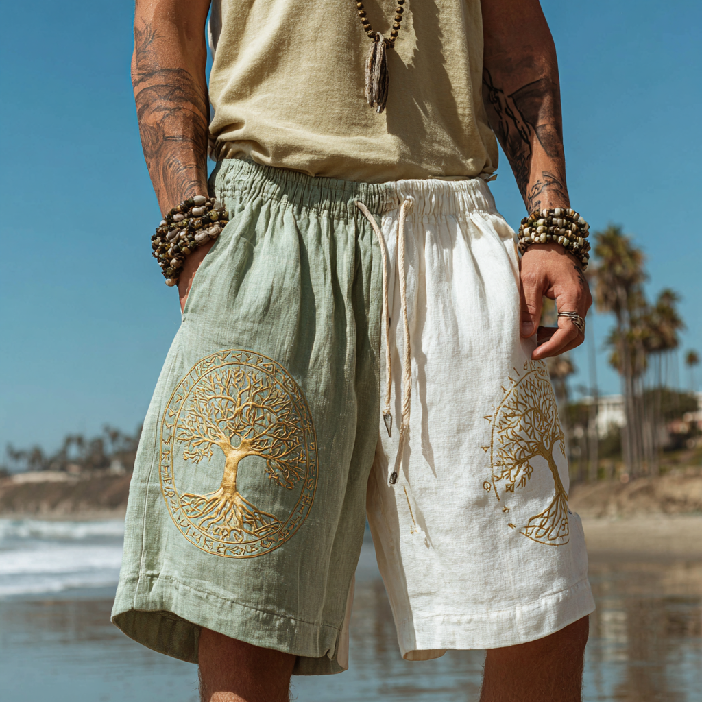 Men's Viking-Inspired Yggdrasil Totem Knot Casual Shorts / Rvogue / Rvogue