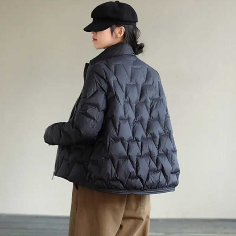 Ailegogo Ultra Light Down Jacket Winter Women Stand Collar Feather Puffer Coat 90% White Duck Down Parkas Solid Color Outerwear