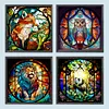 4pcs Diamond Painting -DIY Round Drill Fox Owl Lion Panda