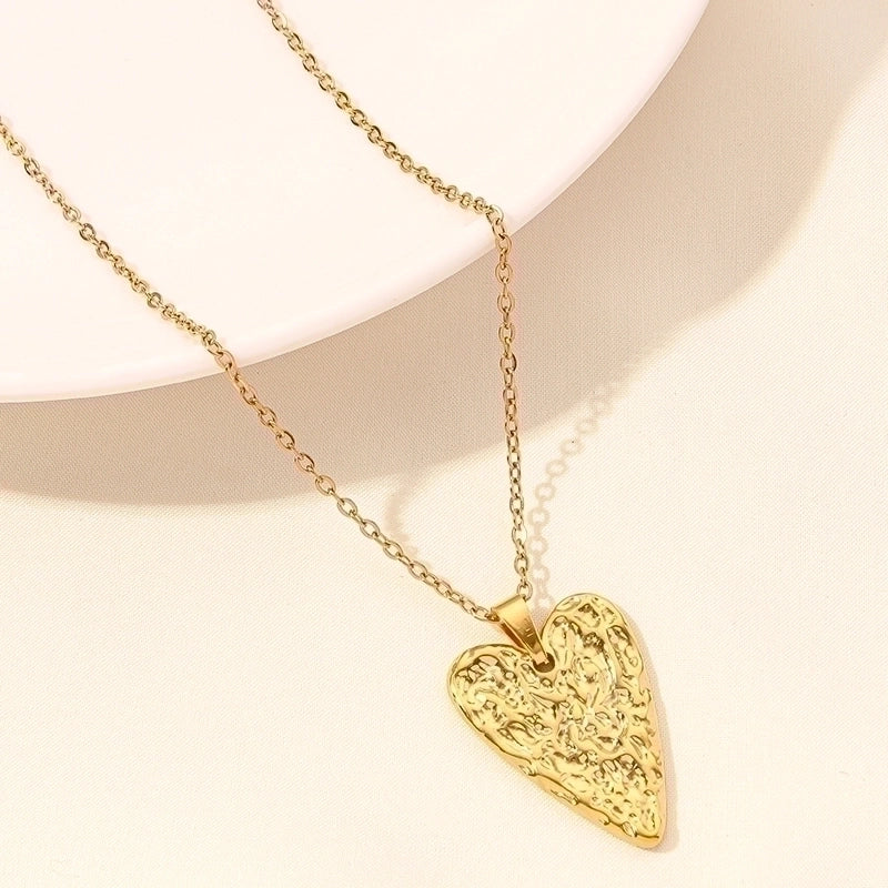 Elegant Minimalist Heart Shape 304 Stainless Steel 18K Gold Plated Plating Hollow Out Pendant Necklace