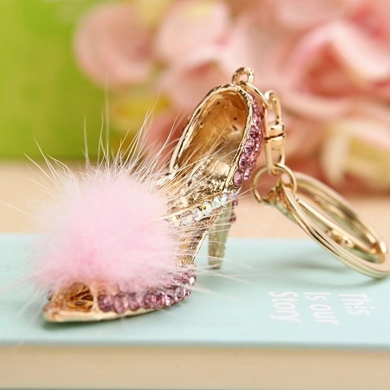 Elegant Lady High Heel Metal Inlay Rhinestones Women’s Bag Pendant Keychain
