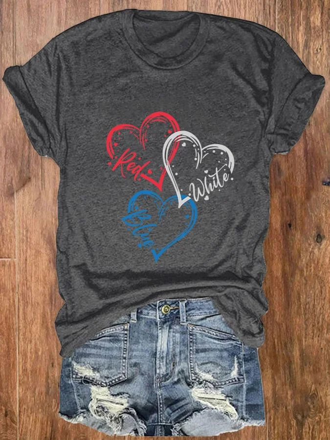 Women's Independence Day Love Print T-Shirt socialshop