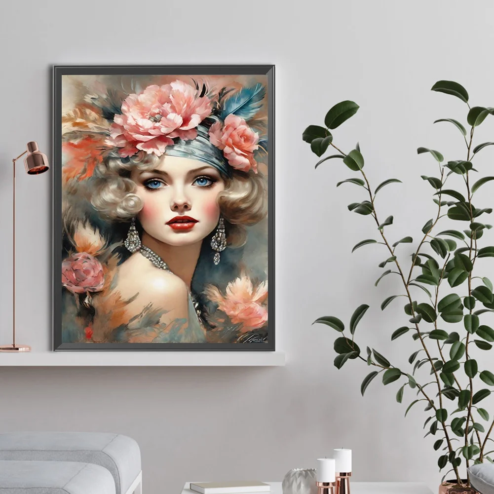 Diamond Painting - Full Round Drill - Flower Lady(Canvas|30*40cm)