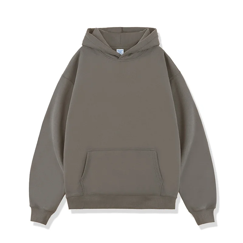 Solid color loose fleece hooded sweatshirt