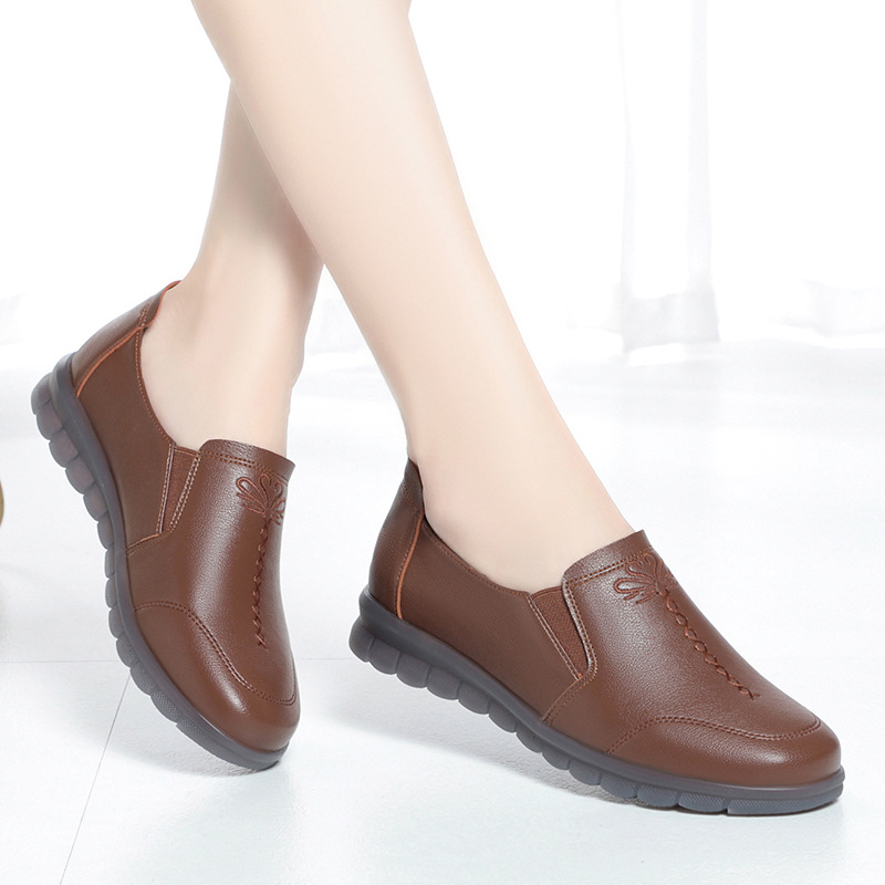 Kerwet popular women's shoes 3cm Comfortable Deep Mouth Soft Leather Shoes Women Loafers Spring 2025 Flat Platform Footwear Mother Work Shoes Soft Bottom