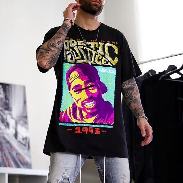 Mens Vintage round neck printed short-sleeved t-shirts