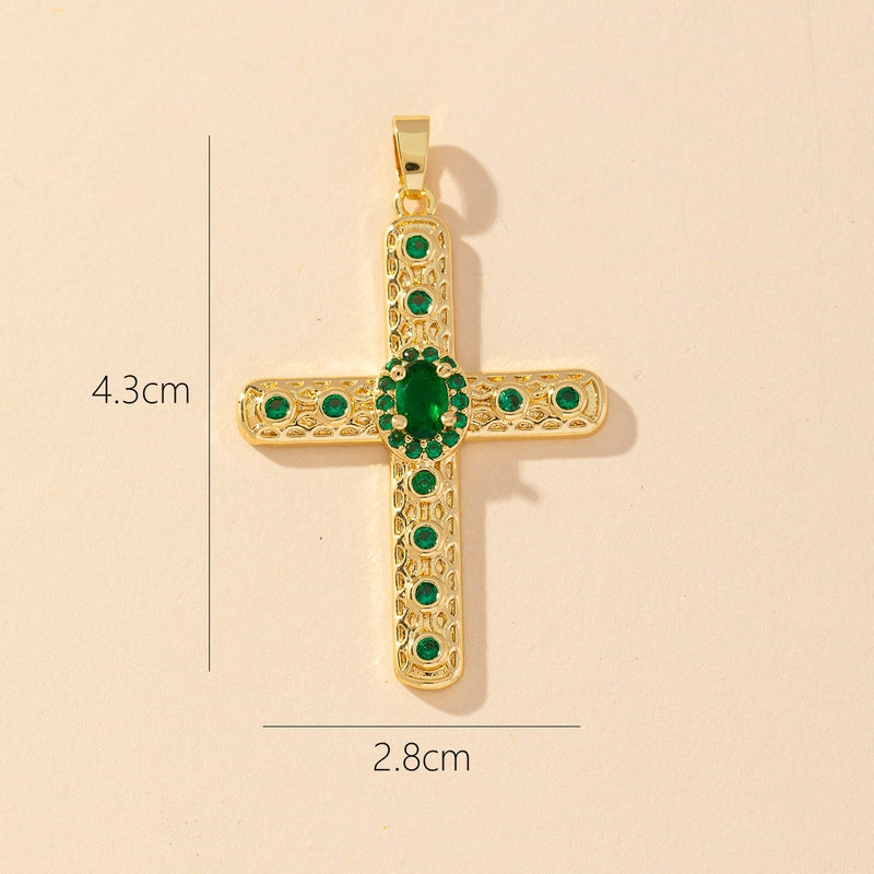 1 Piece Copper Zircon Printing Pendant