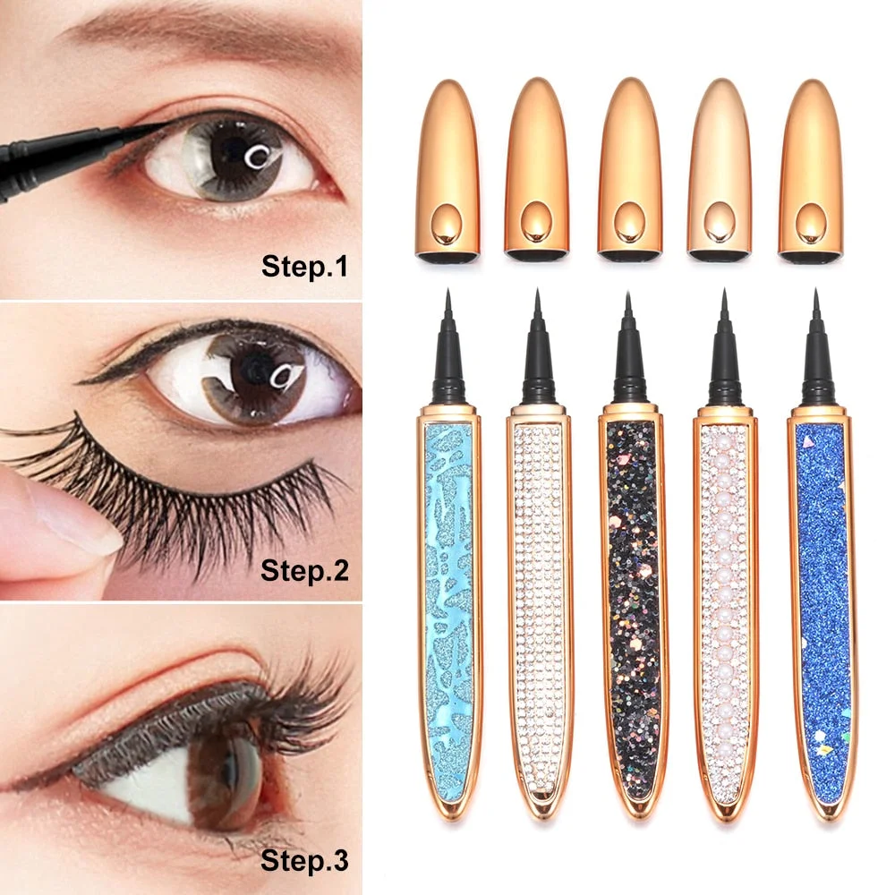 Magic Self-adhesive Liquid Eyeliner Pencil No Glue Magnetic Needed for Eyelashes Waterproof Eye Liner Pen Makeup Cosmetic