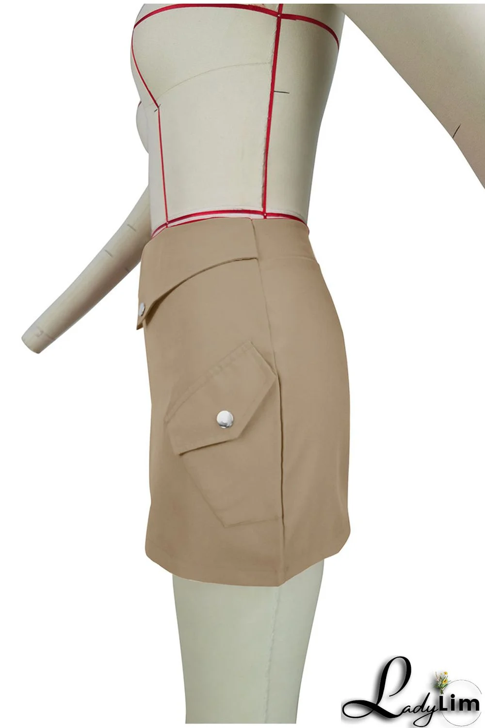 Khaki Sexy Street Solid Patchwork High Waist Pencil Solid Color Bottoms